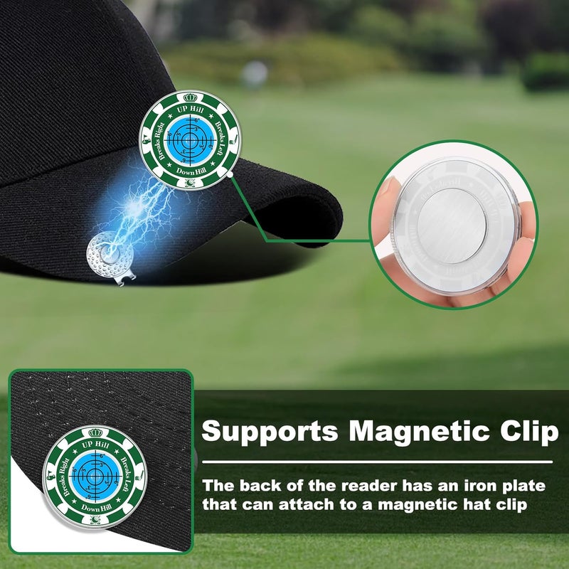 Tsocent Golf Green Reader, 2 Pack Ball Marker for Putting Green with High Precision Horizontal Bubble, Golf Accessories Putt Aid Tool with Hat Clip, Present for Men Women - Image 3